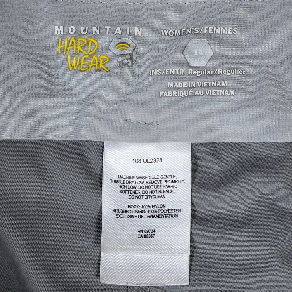 Mountain Hardwear Hiking Pants Womens 14 Gray Cargo Belted Outdoor Excellent